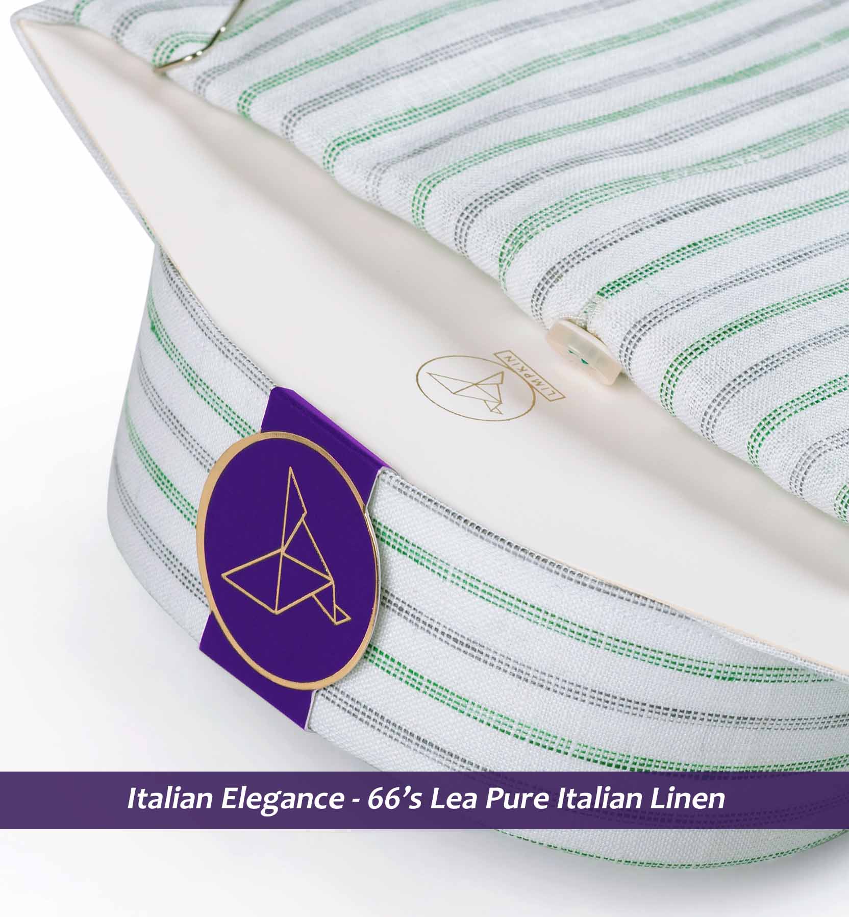 Agrinio- Emerald Green and Steel Grey Stripe- 66's Lea Pure Luxury Linen