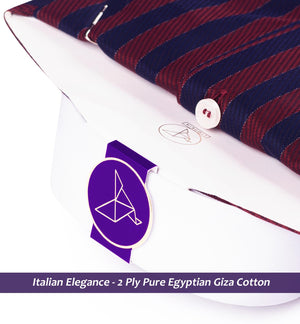 Morrison- Burgundy & Navy Stripe- White Collar