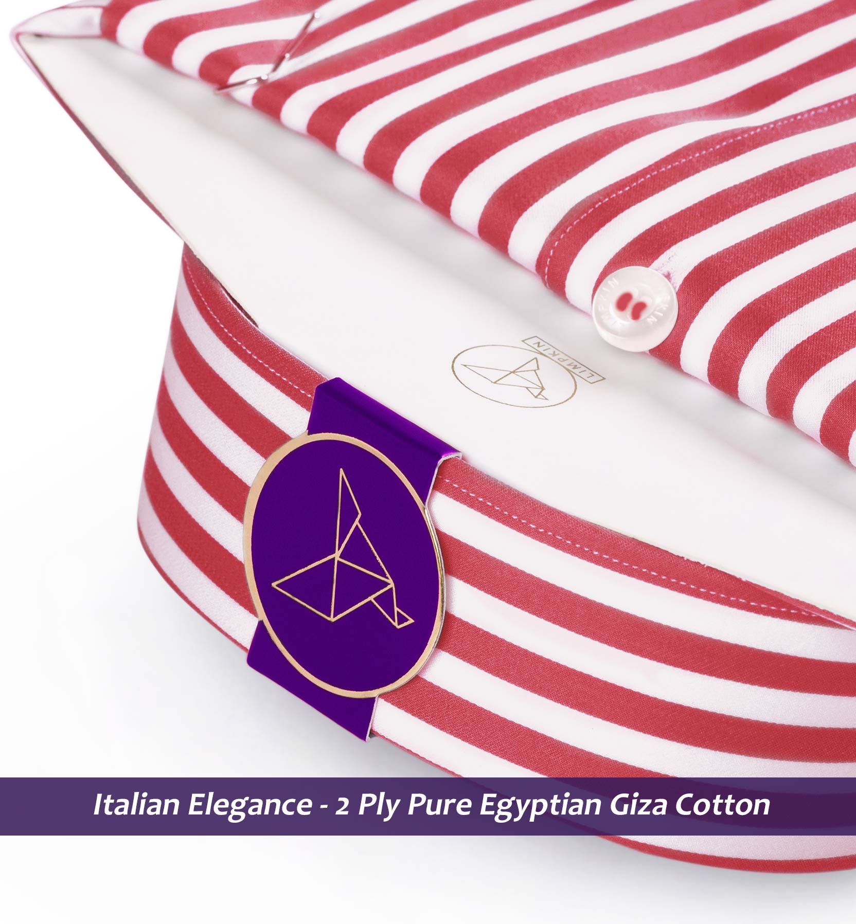 Frankfurt- Coral Red & White Magical Stripe- 2 Ply Pure Egyptian Giza Cotton