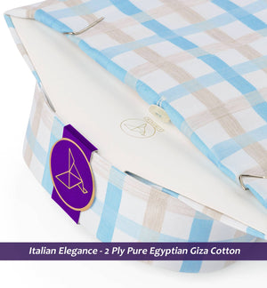 Reggio- Turquoise Blue & Beige Check