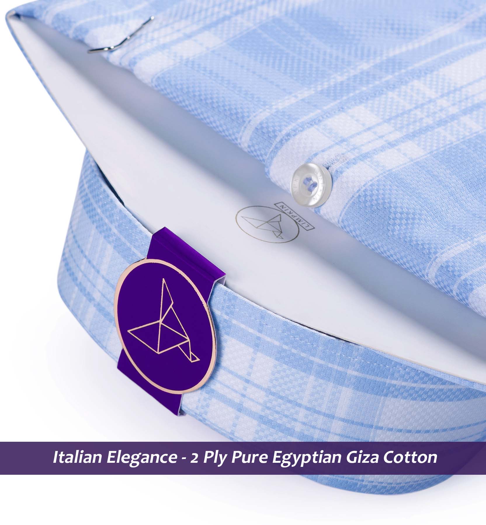 Birmingham- Oxford Blue & White Check- 2 Ply Pure Egyptian Giza Cotton