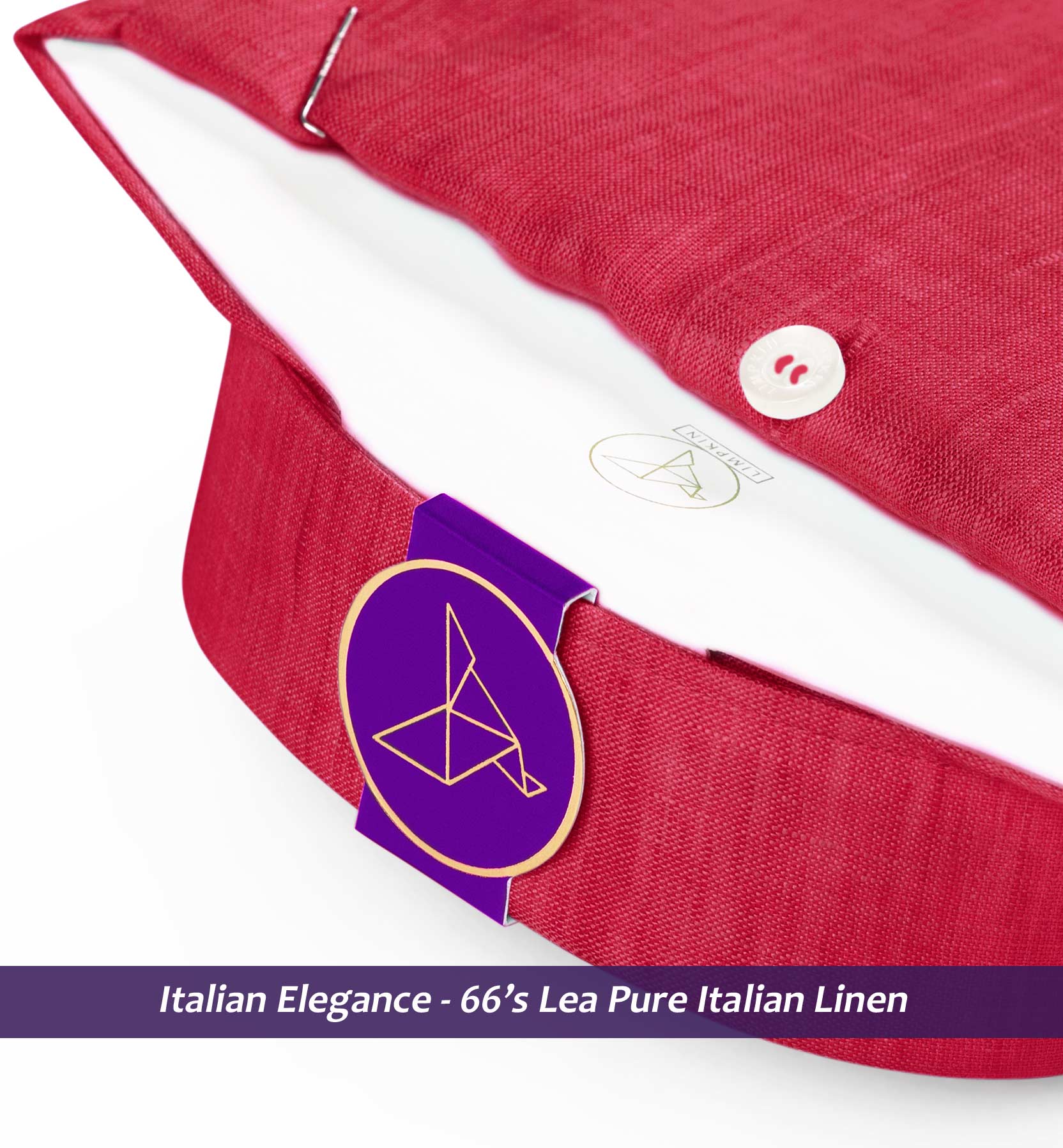 Turin- Crimson Red Solid Linen- 66's Lea Pure Italian Linen