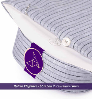 Men's shirt in Steel Grey & Anchor Grey Stripe - Limpkin Shirts