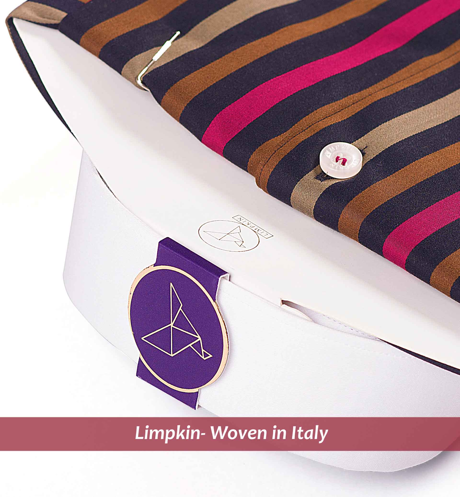 Montreal - Burgundy & Beige Stripe- White Collar