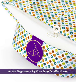 Estonia- Teal Green & Orange Print