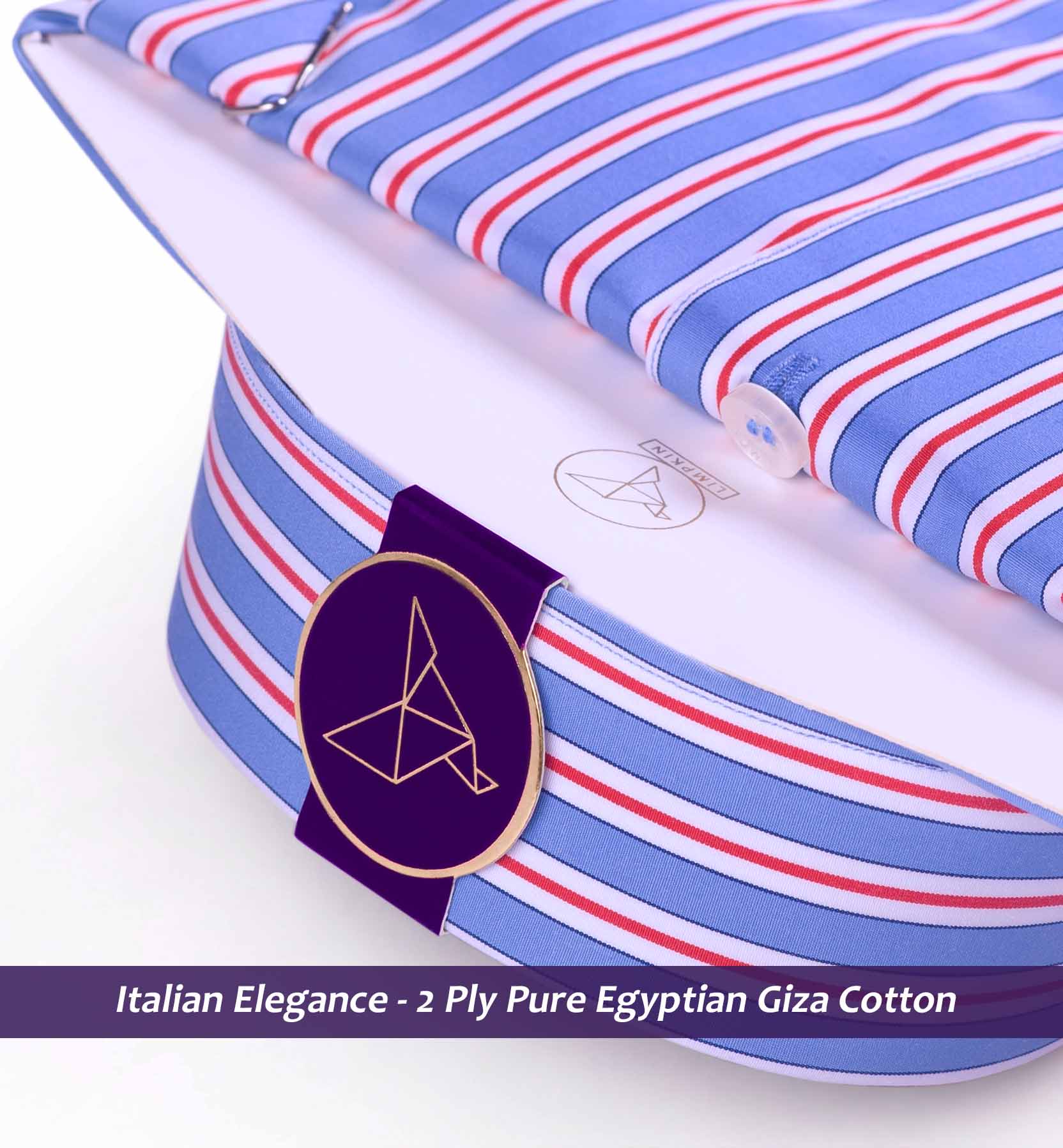 Men's shirt in Sky Blue & Red Magical Stripe - Limpkin Shirts