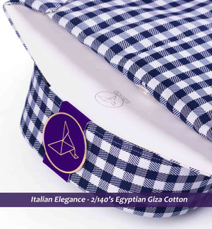 Men's shirt in Navy & White Magical Gingham Check - Limpkin Shirts