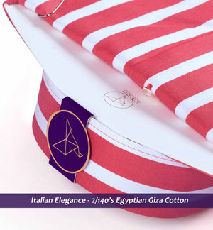 Men's shirt in Coral Red Magical Stripe - Limpkin Shirts