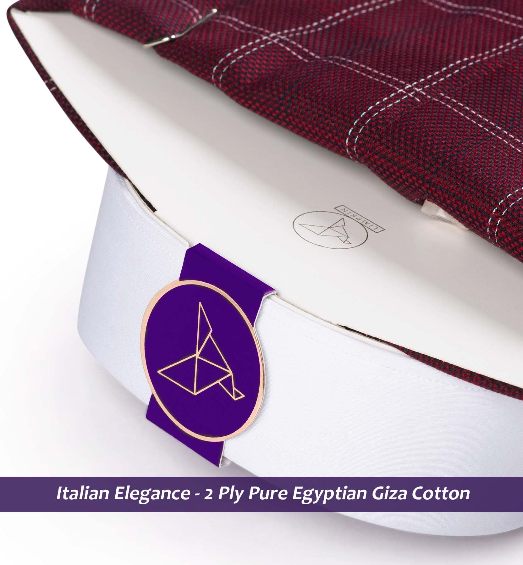 Naples- Burgundy & White Check- White Collar