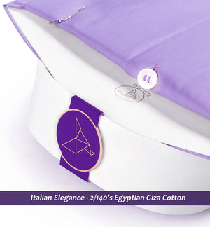 Warsaw- Amethyst Solid- White Collar- 2/140 Egyptian Giza Cotton