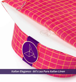 Men's shirt in Coral Red & Yellow Check - Limpkin Shirts