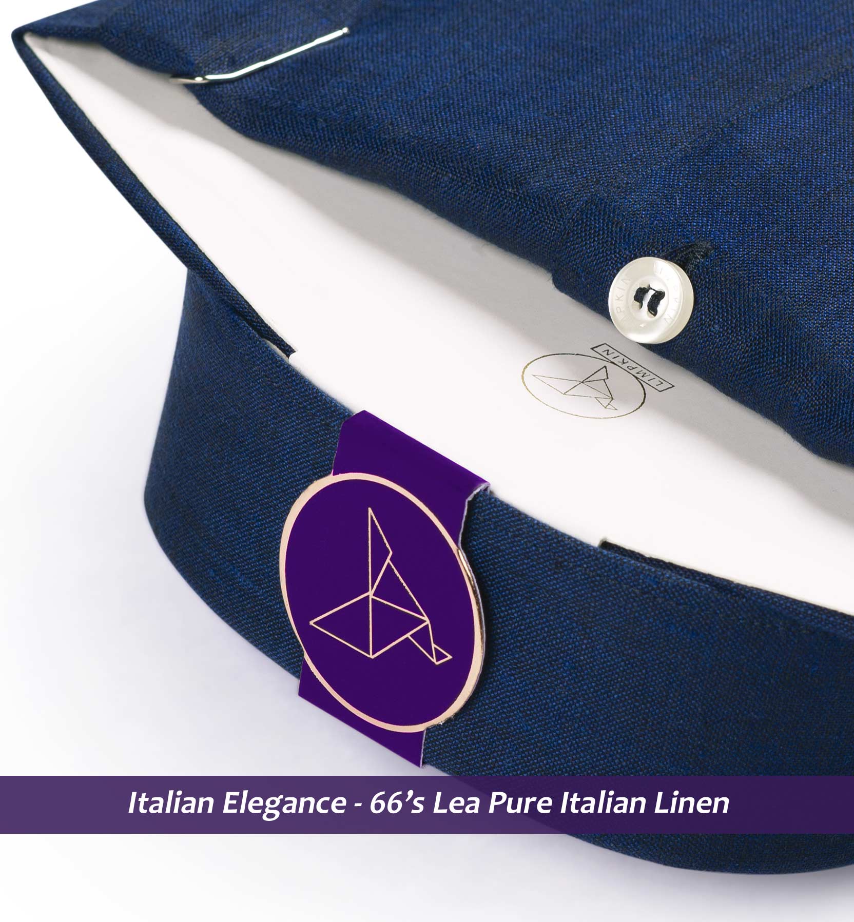 Edison- Navy Solid Linen- 66's Lea Pure Luxury Linen