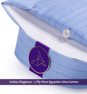 Petersburg- Sky Blue MÃƒÂ©lange Herringbone Stripe