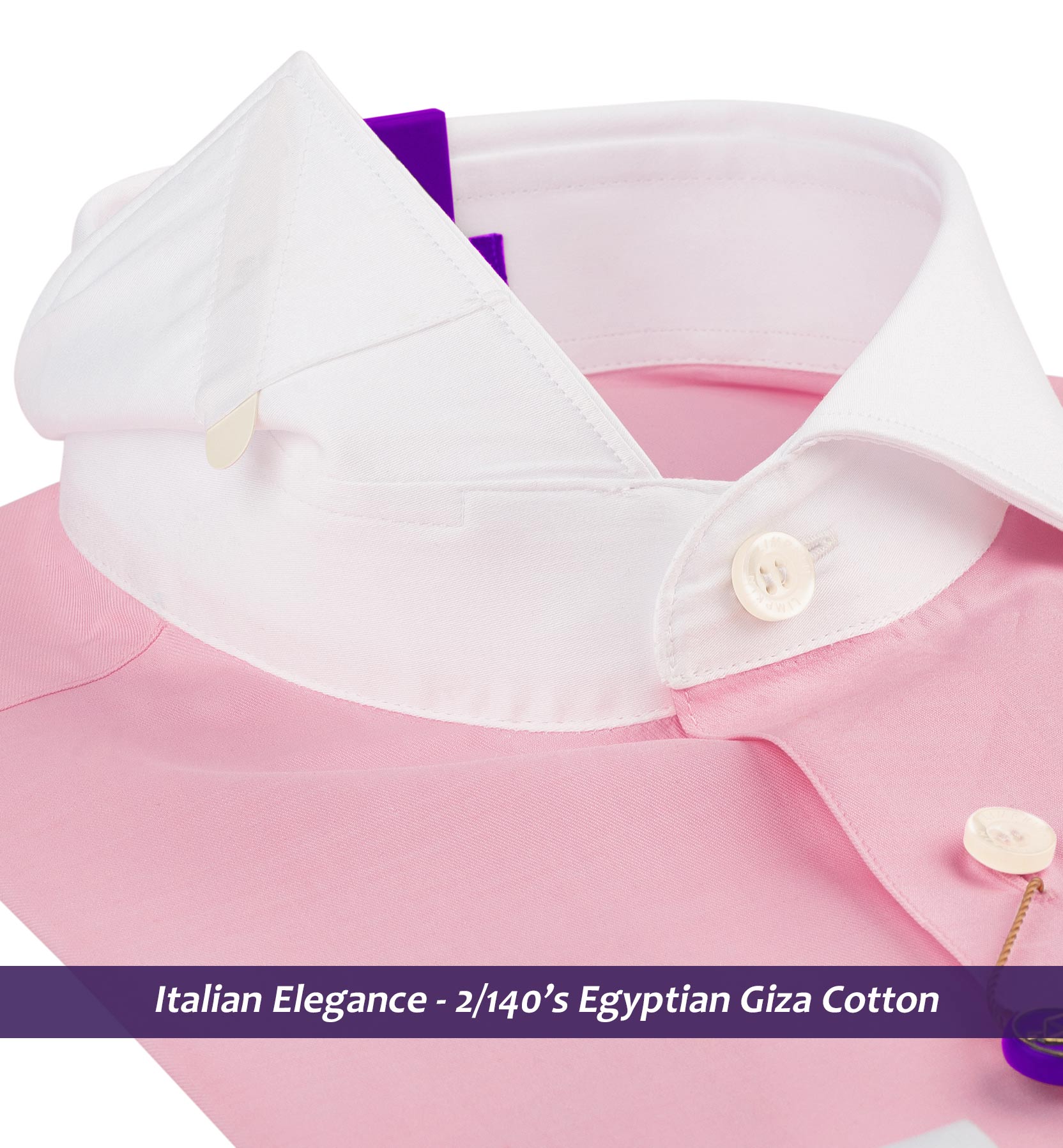 Mayfair- Flamingo Pink Solid- White Collar- 2/140 Egyptian Giza Cotton