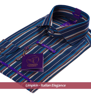 Omaha- Navy & Beige Stripe