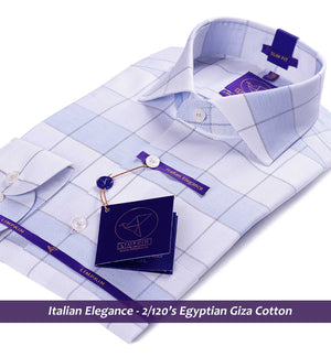 Pamplona- Azure Blue & White Check