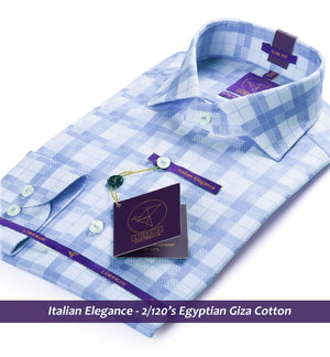 Huesca- Azure Blue & White Check