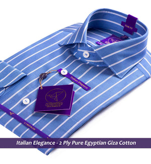 Striped Shirt - White & Blue | Formal Shirts for Men - Limpkin