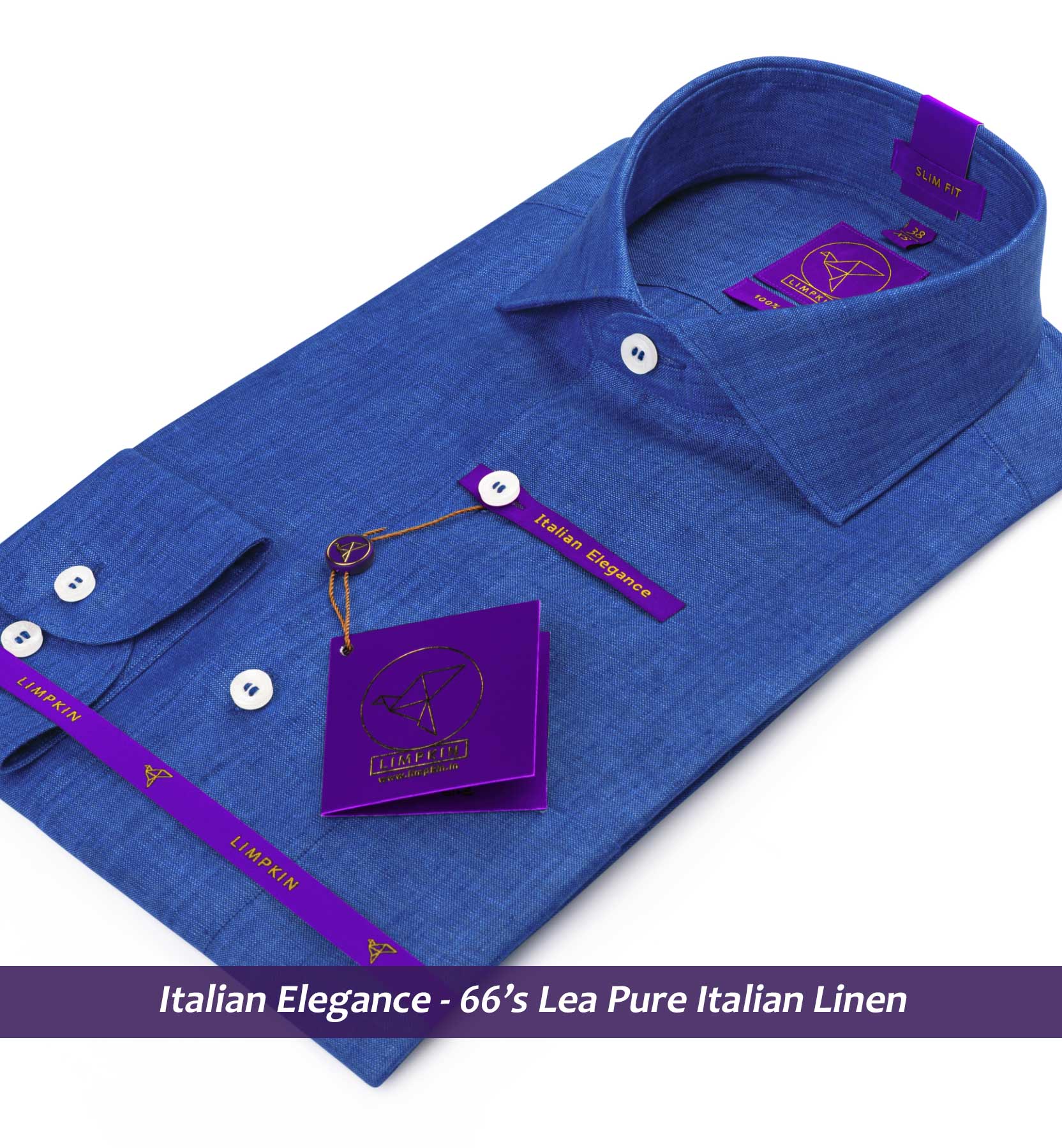 Faliraki- Admiral Blue Solid Linen- 66's Lea Pure Italian Linen