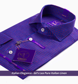 Linen Shirts - Violet Check | Shirts for Men - Limpkin