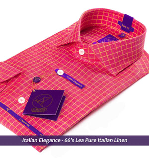 Linen Shirts - Red & Yellow Check | Shirts for Men - Limpkin
