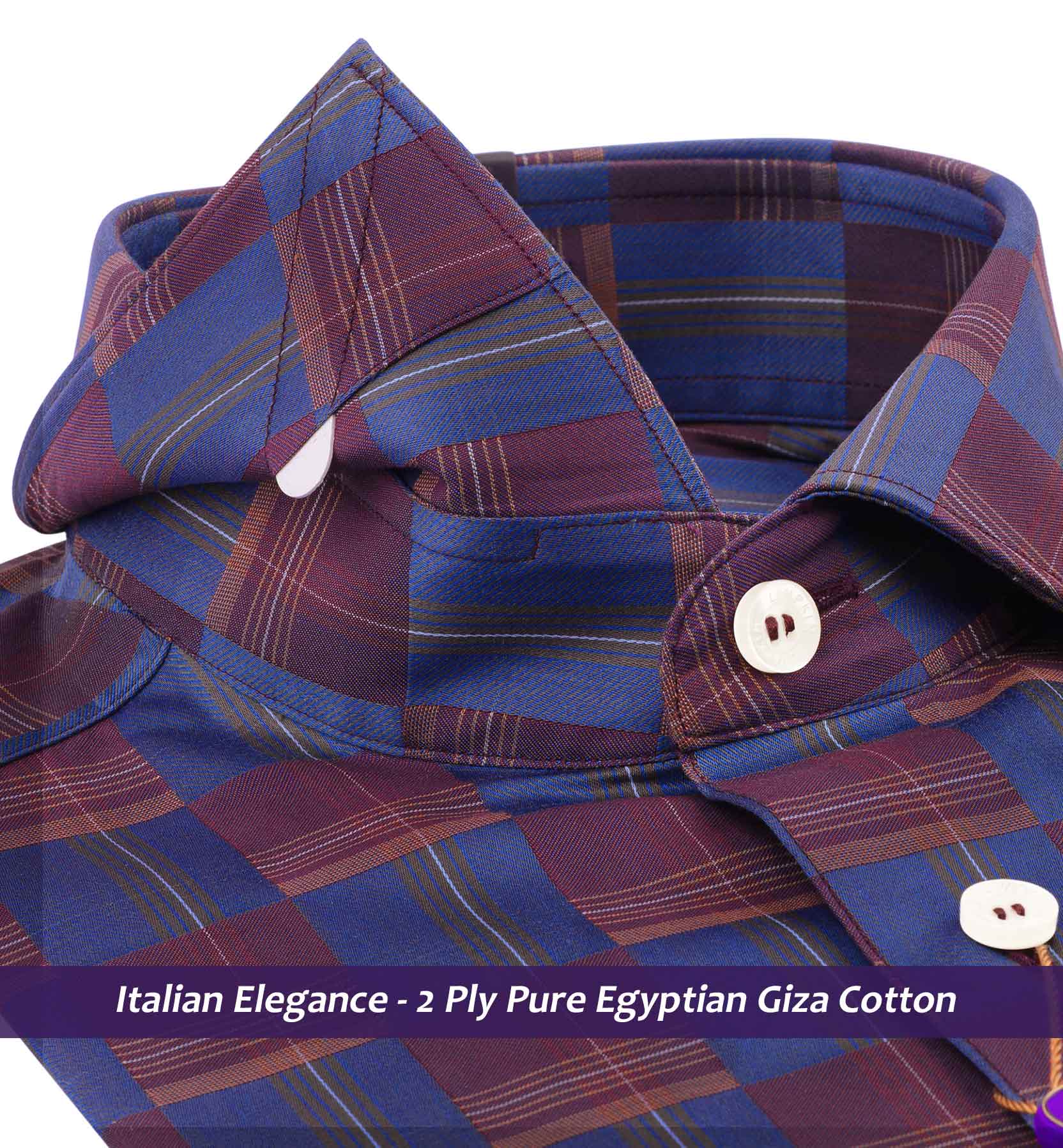 Vicenza- Prussian Blue & Maroon Check