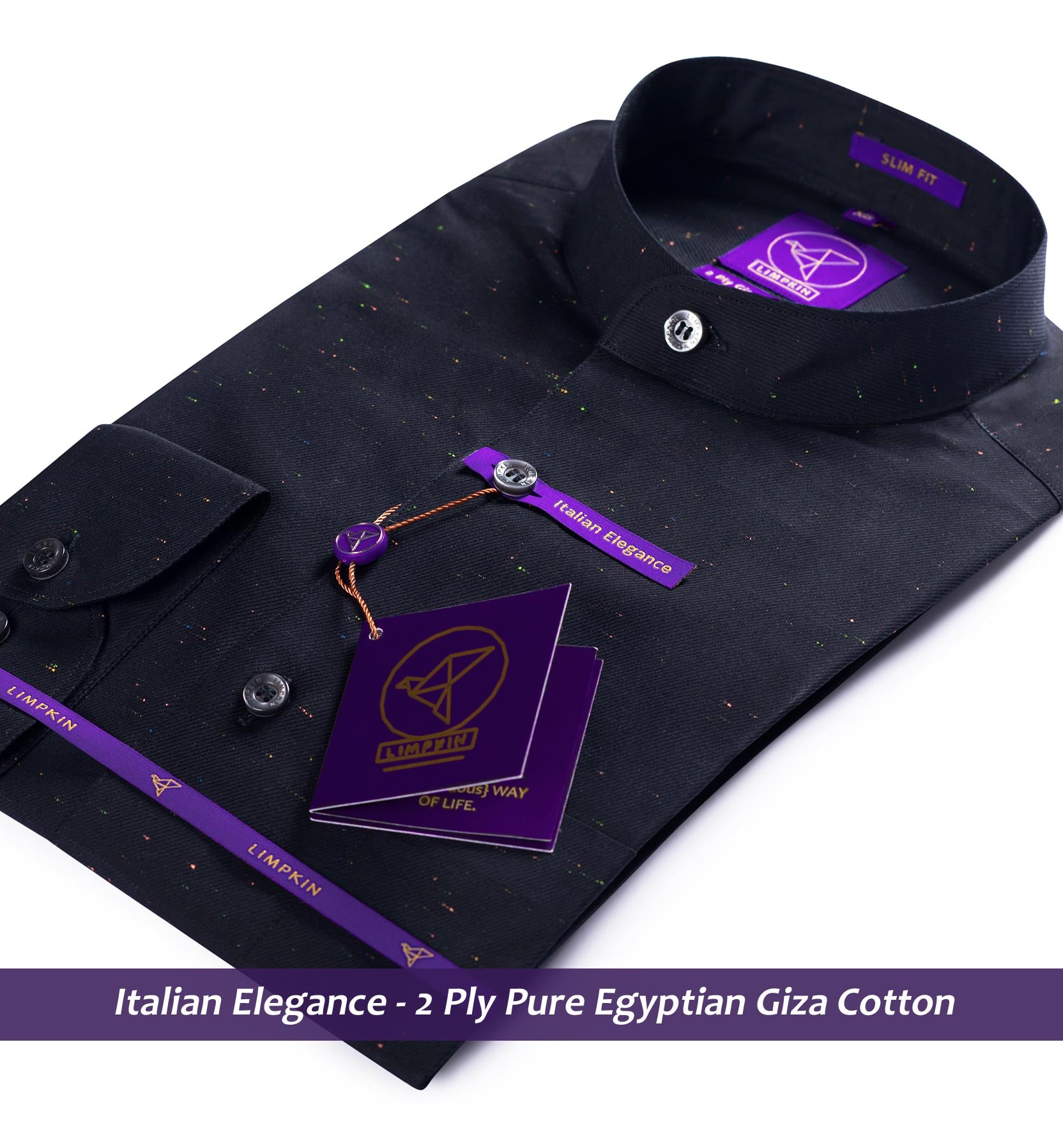 Trieste- Black Twill- Mandarin Collar