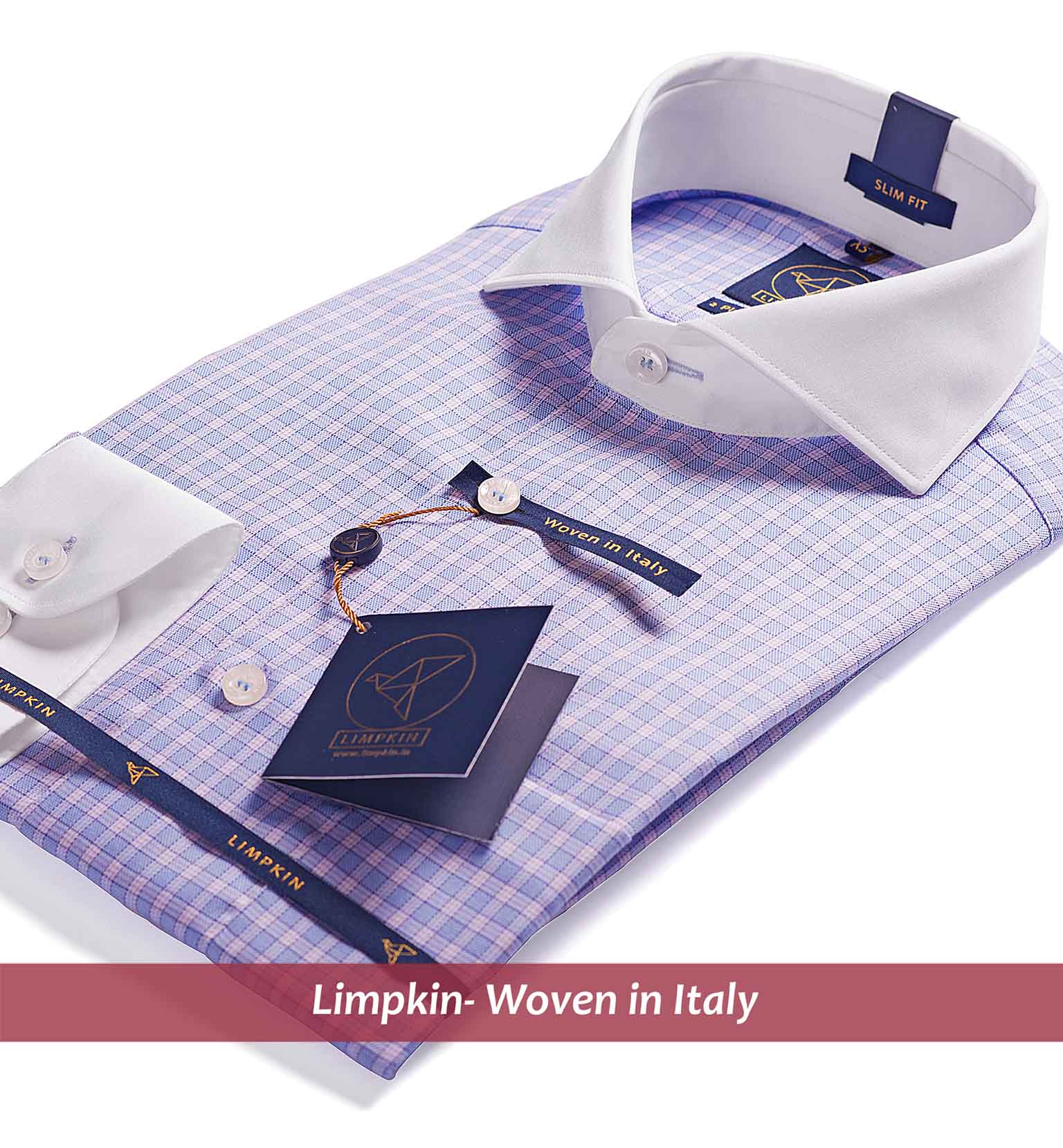 Madison- Blue & White Check- White Collar