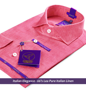 Rome- Rouge Pink Solid Linen- 66's Lea Pure Italian Linen