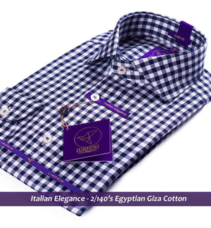 Check Shirt - Navy & White Gingham | Shirts for Men - Limpkin