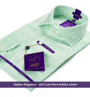 Striped Shirt - Green & White | Formal Shirts for Men - Limpkin