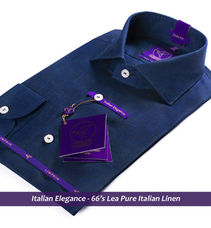 Edison- Navy Solid Linen- 66's Lea Pure Luxury Linen