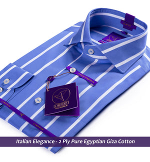 Manhattan- Cobalt Blue & White Magical Stripe