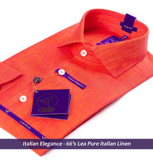 Linen Shirts - Coral Red | Mens Shirts - Limpkin