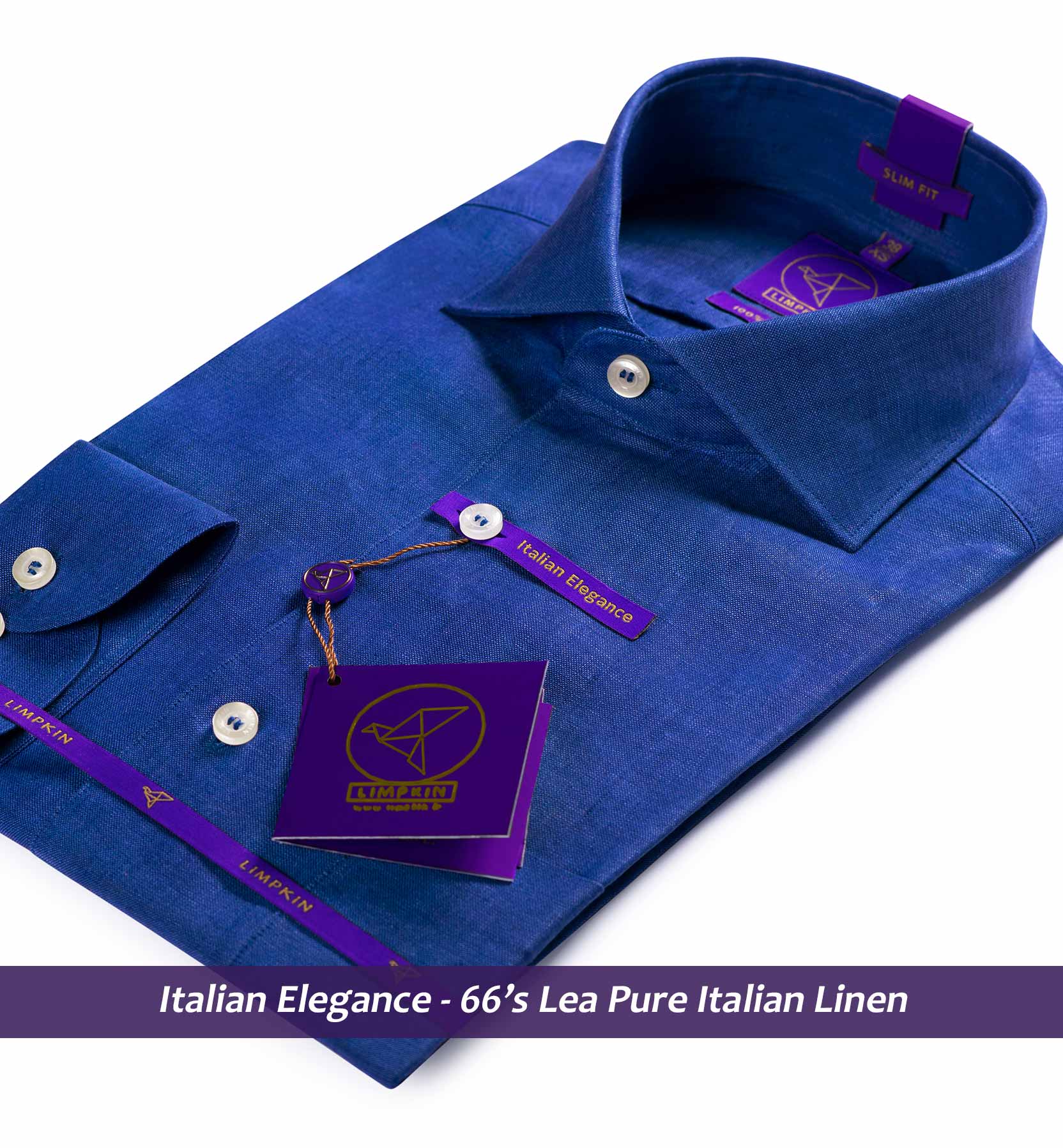 Adelaide- Royal Blue Solid Linen- 66's Lea Pure Italian Linen