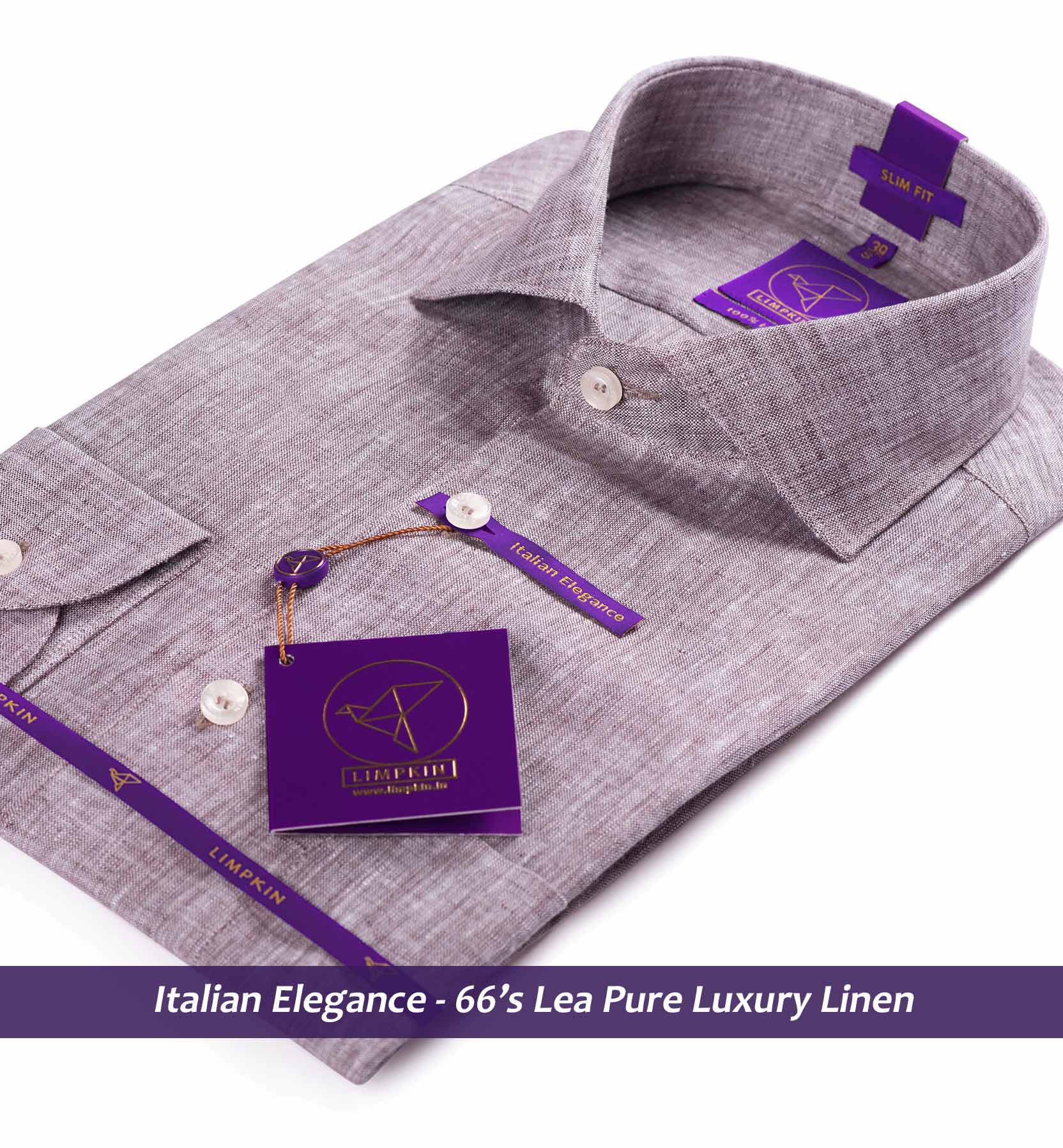 Dublin- Mushroom Grey Solid Linen- 66's Lea Pure Luxury Linen