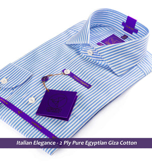 Stockholm- Azure Blue & White Stripe