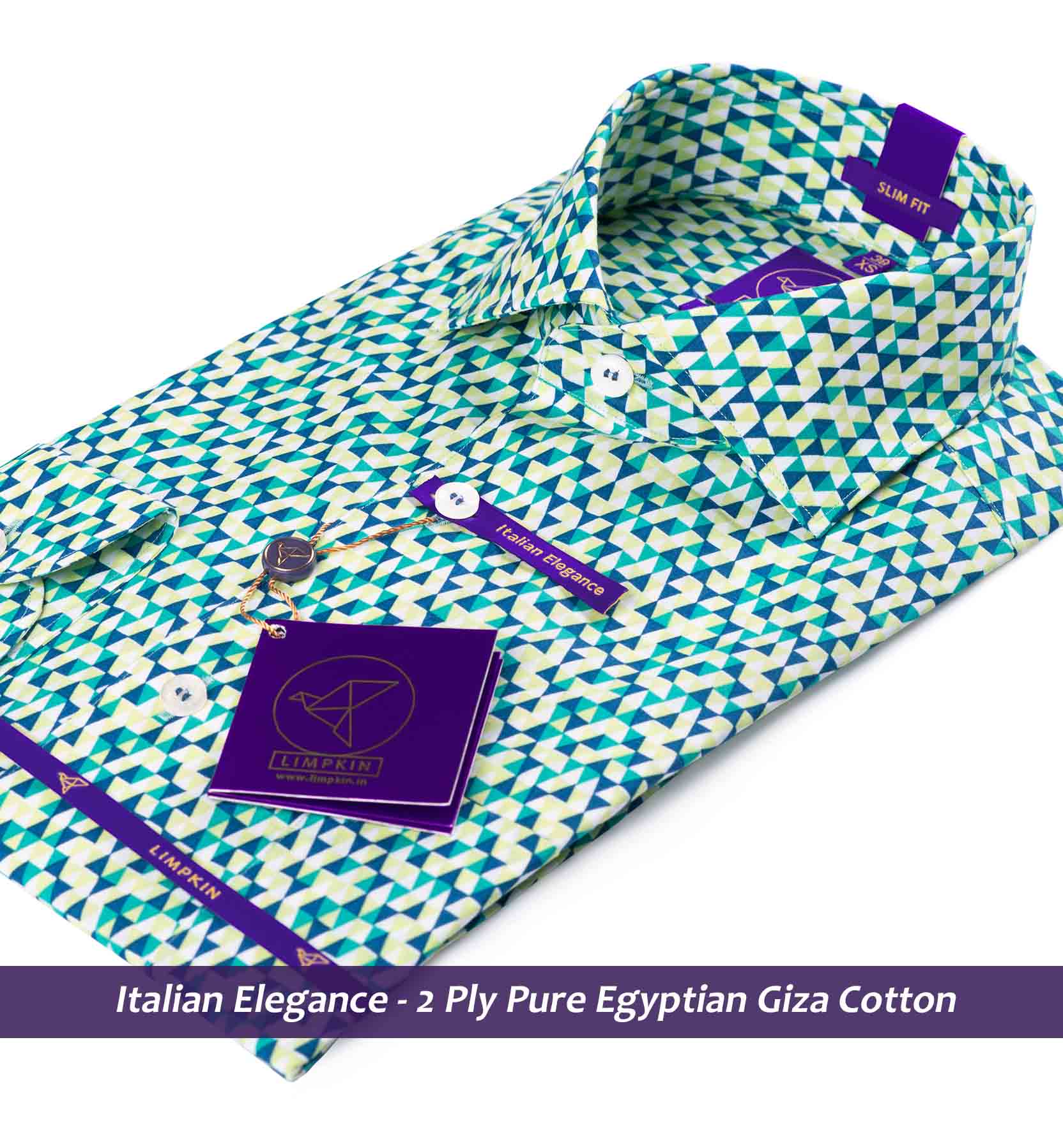 Printed Shirts - Green & Navy | Shirts for Men - Limpkin