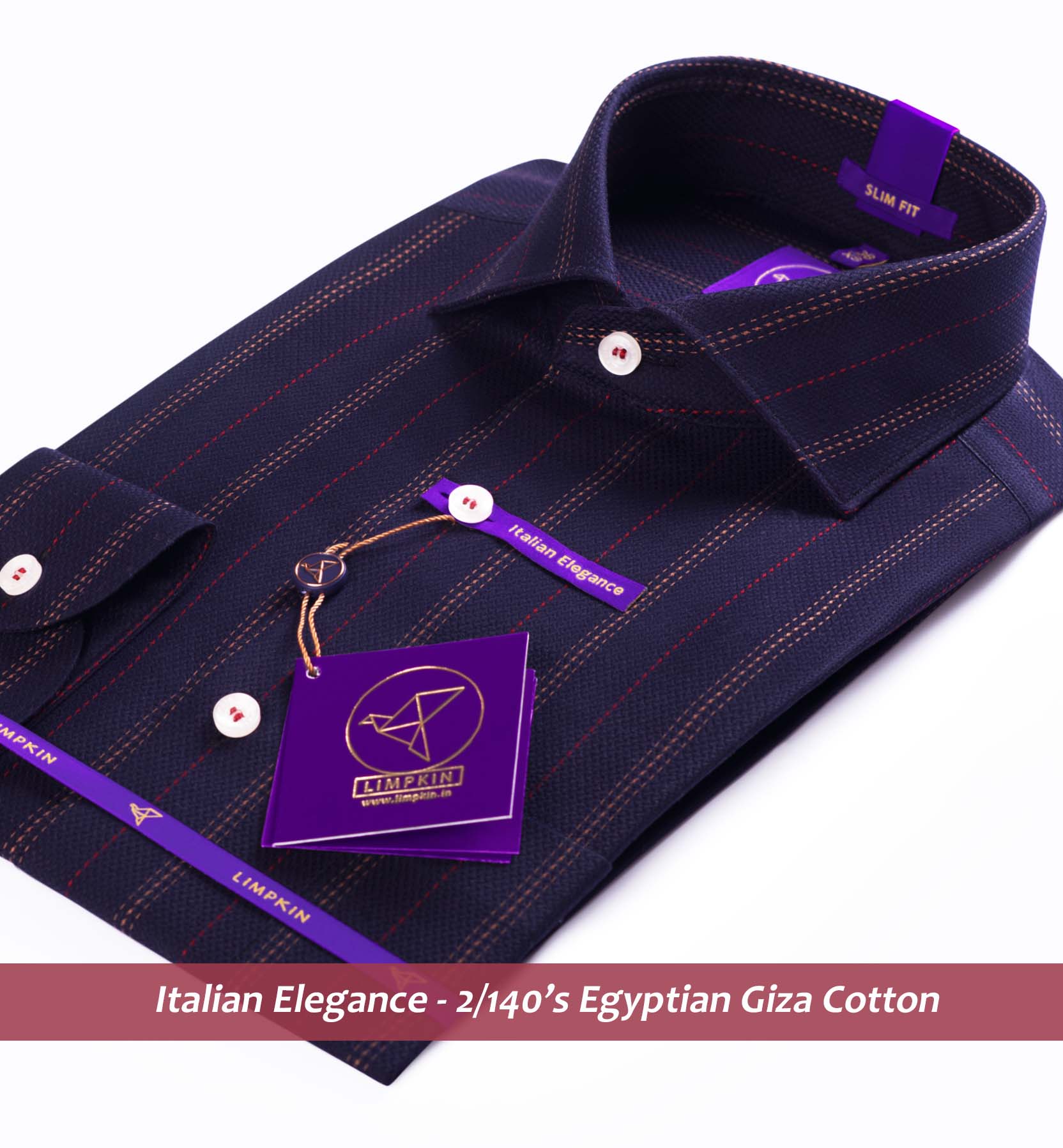California- Dark Navy & Burgundy Stripe