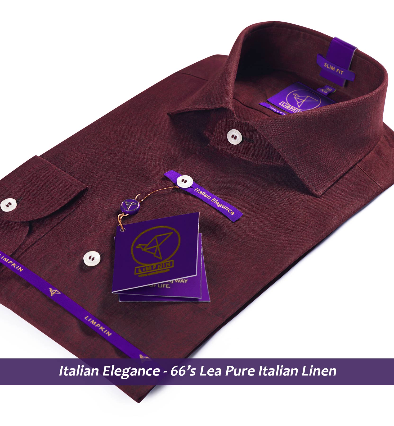Belgrade- Merlot Red Solid Linen- 66's Lea Pure Luxury Linen