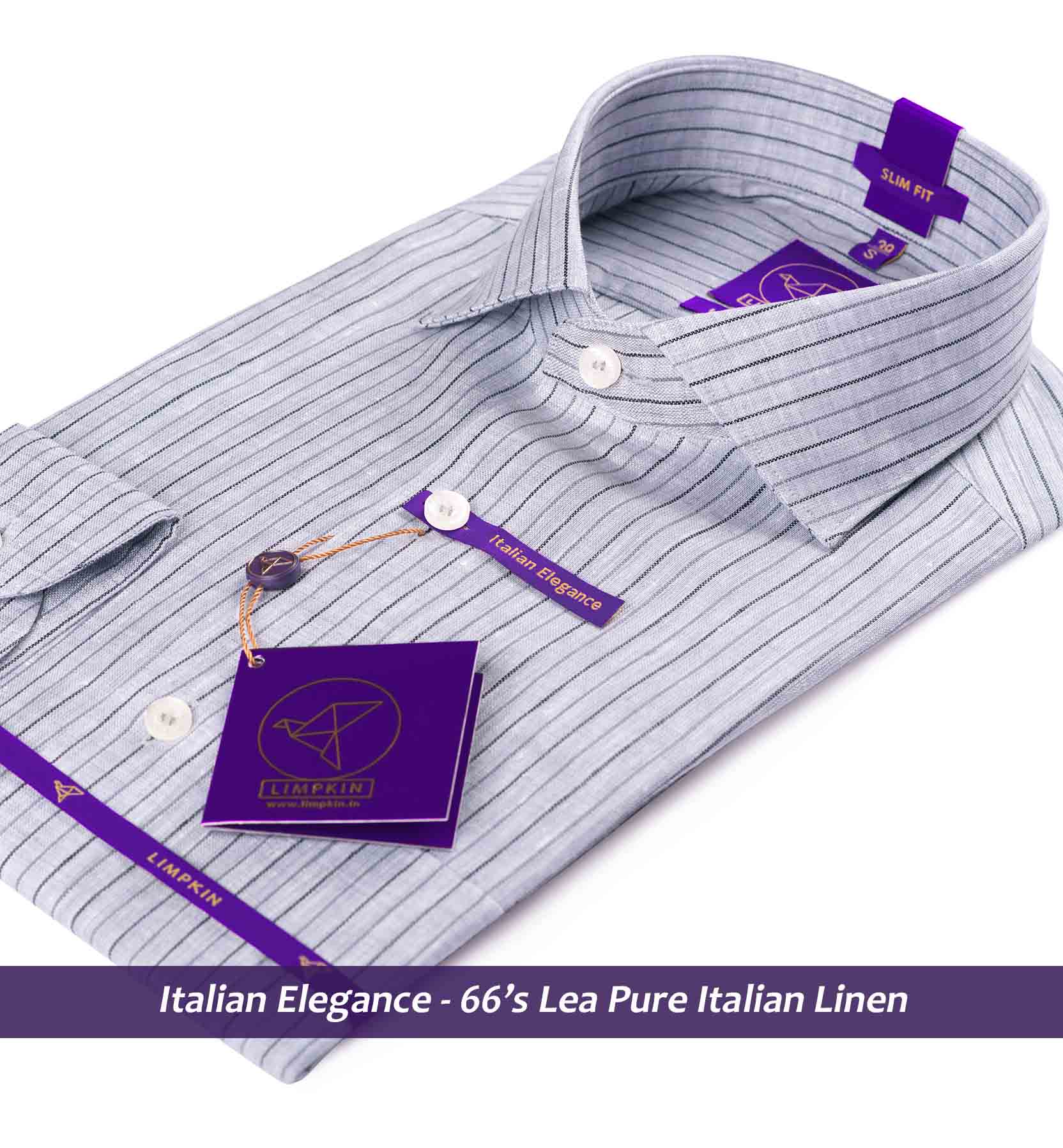 Linen Shirts - Grey Stripe | Shirts for Men - Limpkin