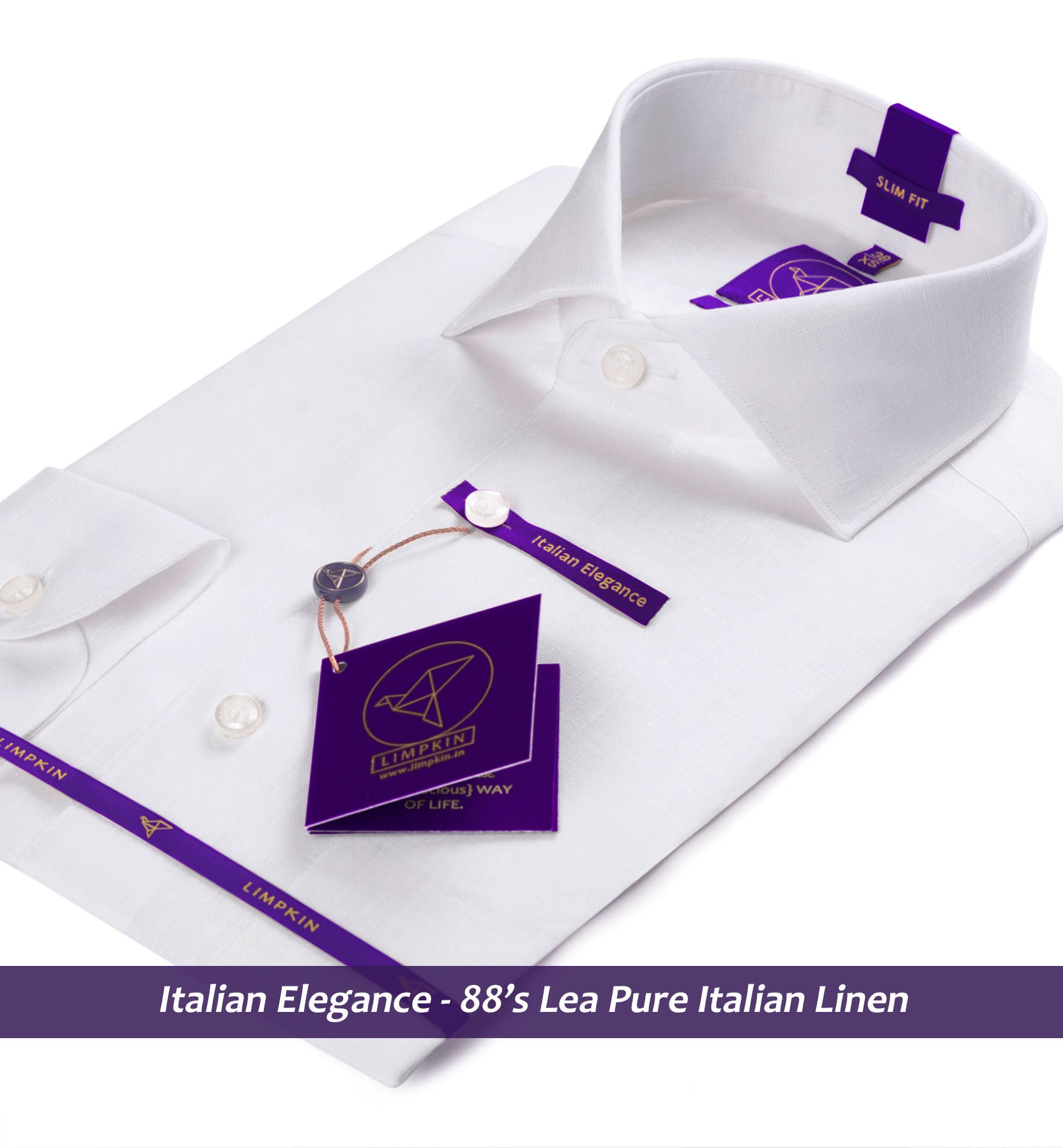Vatican- Pristine Pure Solid White Linen- 88's Lea Pure Italian Linen