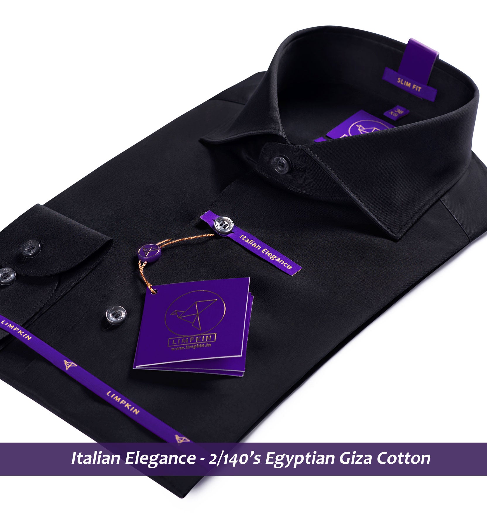 Ascona- Best Formal Black- 2/140 Egyptian Giza Cotton