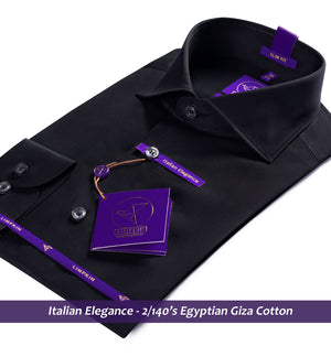 Ascona- Best Formal Black- 2/140 Egyptian Giza Cotton