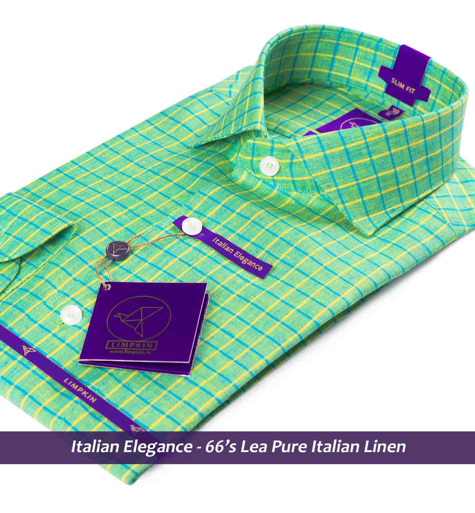 Linen Shirts - Green Check | Mens Shirts - Limpkin