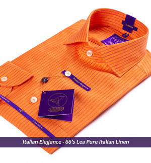 Linen Shirts - Orange & Striped | Shirts for Men - Limpkin