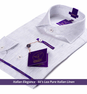 Linen Shirts - Navy Blue & White Stripe | Shirts for Men - Limpkin
