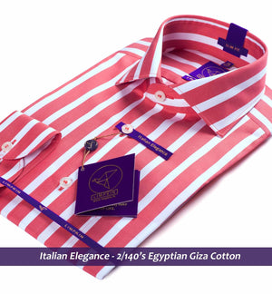 Striped shirt - Red & White | Formal Shirts for Men - Limpkin