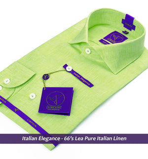Cardiff- Lime Green Solid Linen- 66's Lea Pure Italian Linen