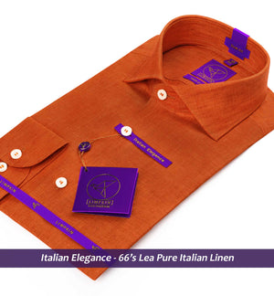 Nikiti- Marmalade Orange Solid Linen- 66's Lea Pure Italian Linen